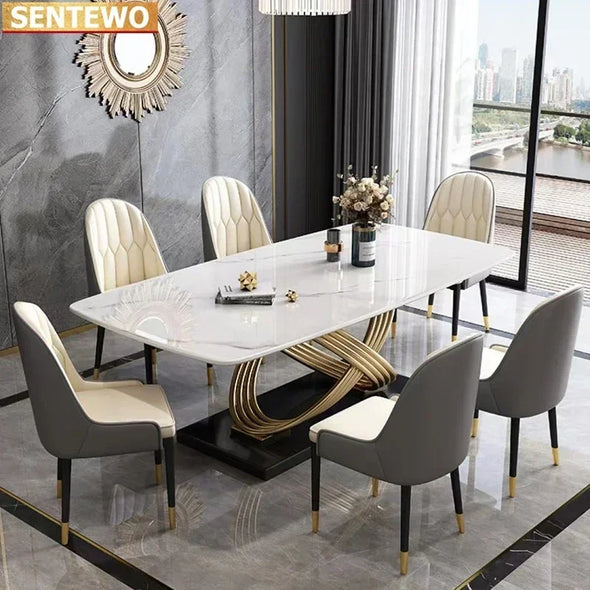 Italian Luxury Modern Marble Dining Table Set