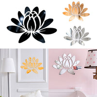 Lotus Flower 3D Mirror Wall Decal - Elegant Acrylic Wall Art Sticker