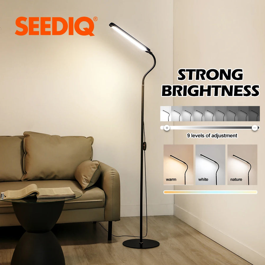 12V USB LED Floor Lamp - Adjustable Dimmable Aluminum Reading Light
