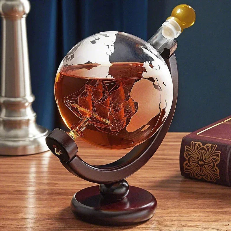 Creative Globe Whisky Decanter Set with World Map