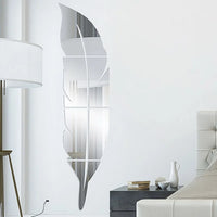 DIY Feather Plume 3D Mirror Wall Decal - Modern Acrylic Wall Art Sticker
