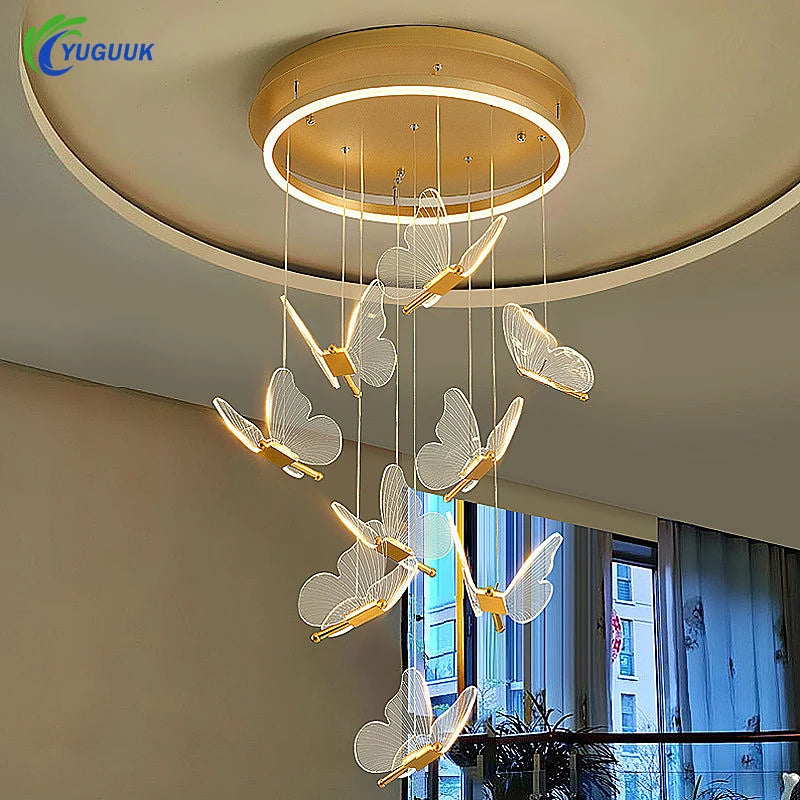 Butterfly Crystal Multi-Head Chandelier