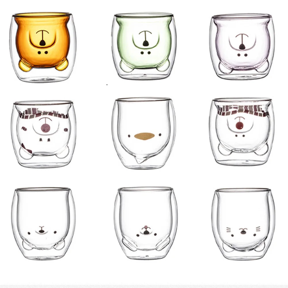 Double Layer Animal Style Glass - 280ML Cute Drinkware