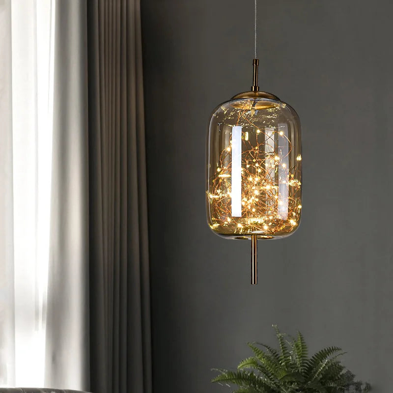 Full of Star Luxury Long Line Pendant Light - Glass Stone LED