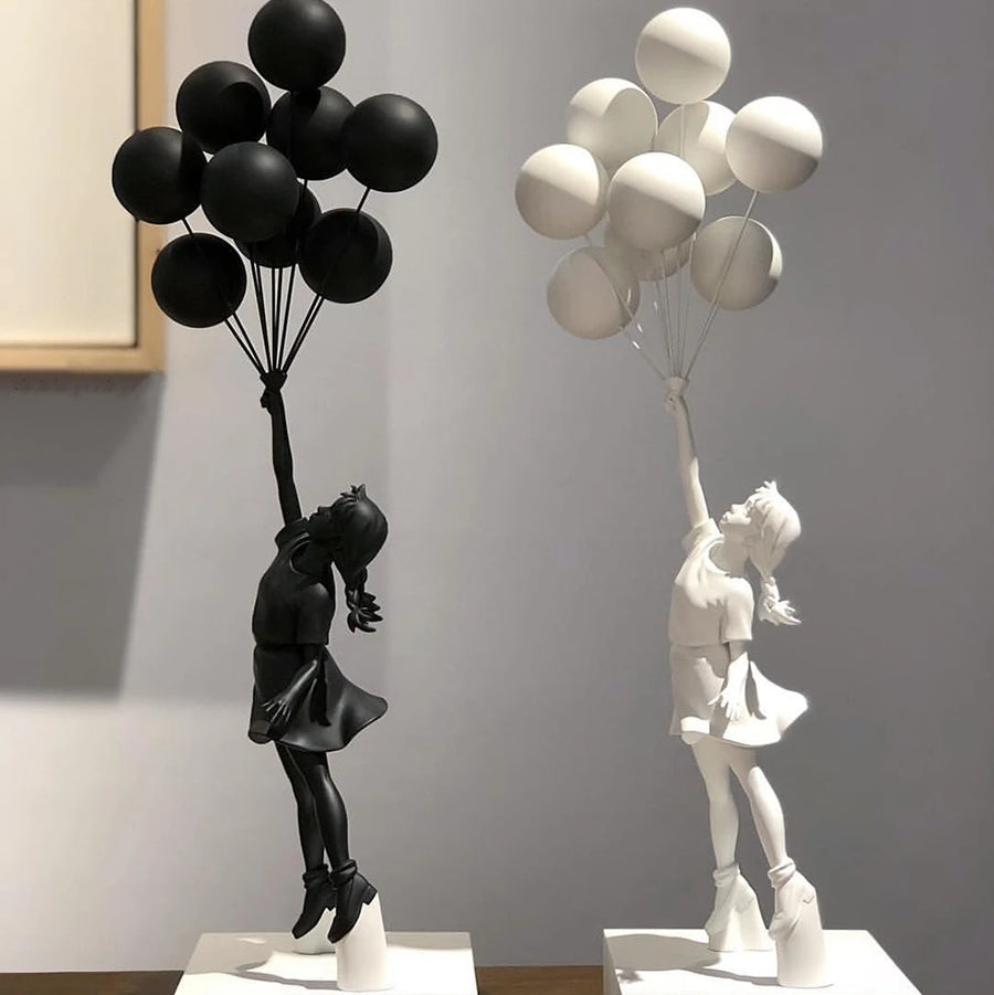 58cm Banksy Flying Balloons Girl Sculpture - Resin Street Art