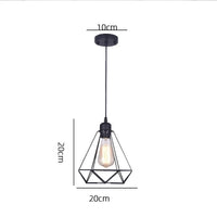 Retro Industrial Pendant Light - Black Metal E27 LED