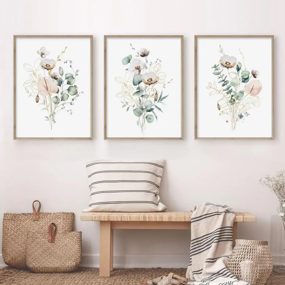 Green Gold Botanical Canvas Poster