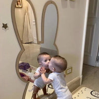 Children's Cartoon Character Decorative Wall Mirror - Acrylic & Wood Design