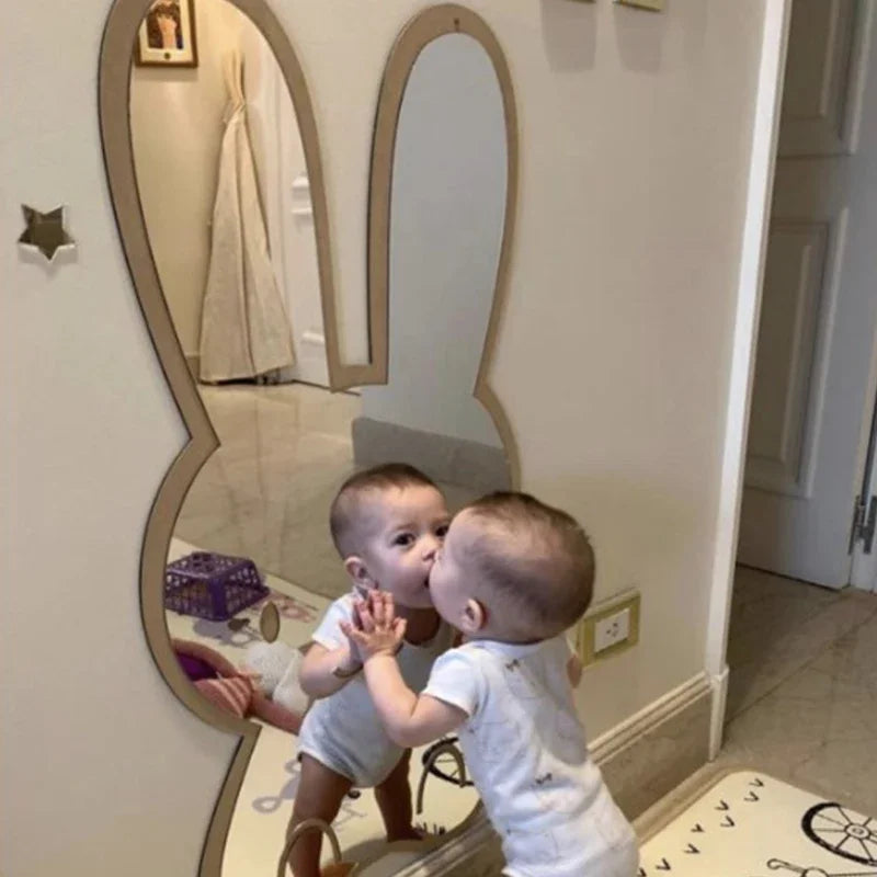 Children's Cartoon Character Decorative Wall Mirror - Acrylic & Wood Design