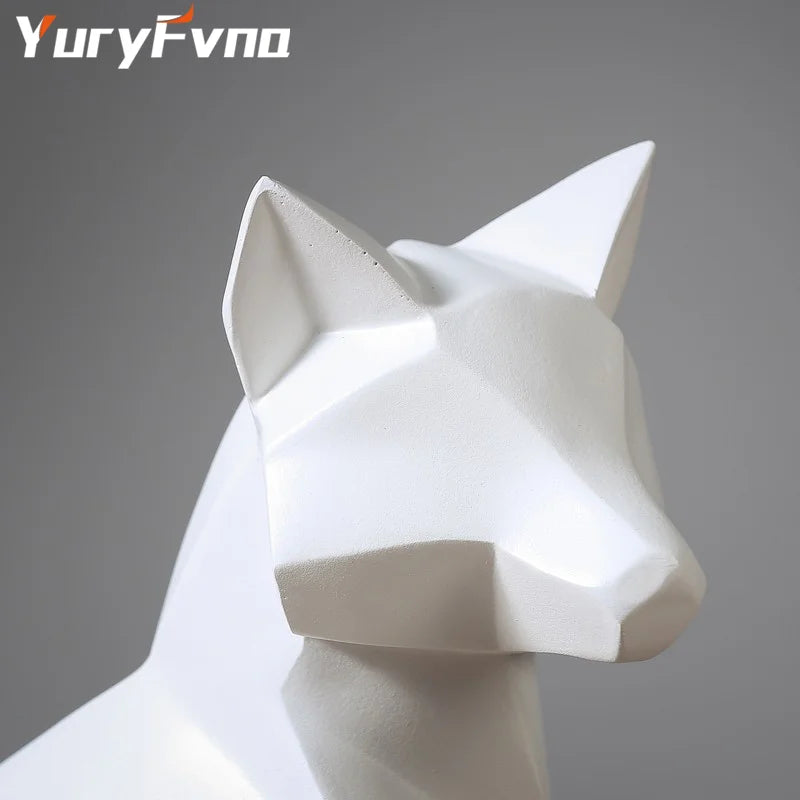 Geometric White Fox Statue