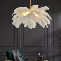 Feather Chandelier - Hand Knitted Fur Pendant Light 60cm