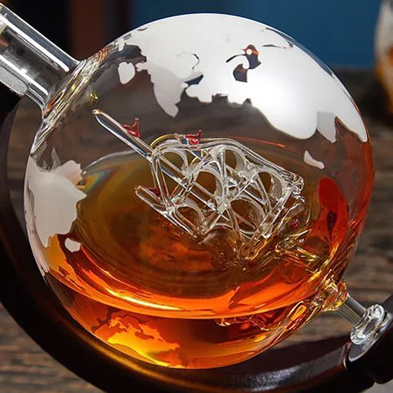 Creative Globe Whisky Decanter Set with World Map