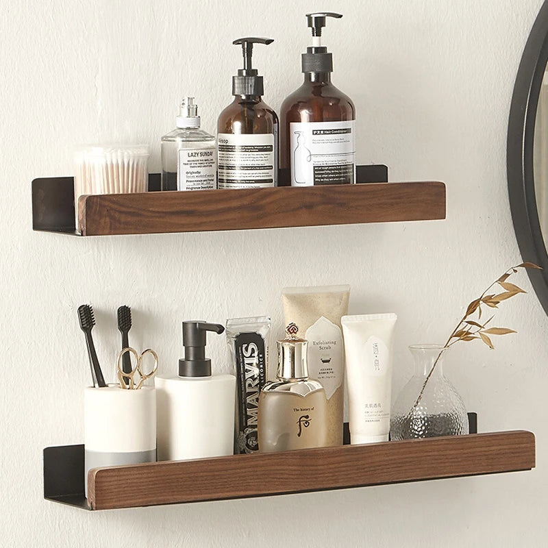 Nordic Wood Iron Wall Shelf