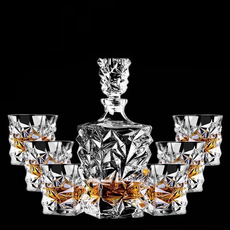 Crystal Glass Wine Decanter Set with Cups