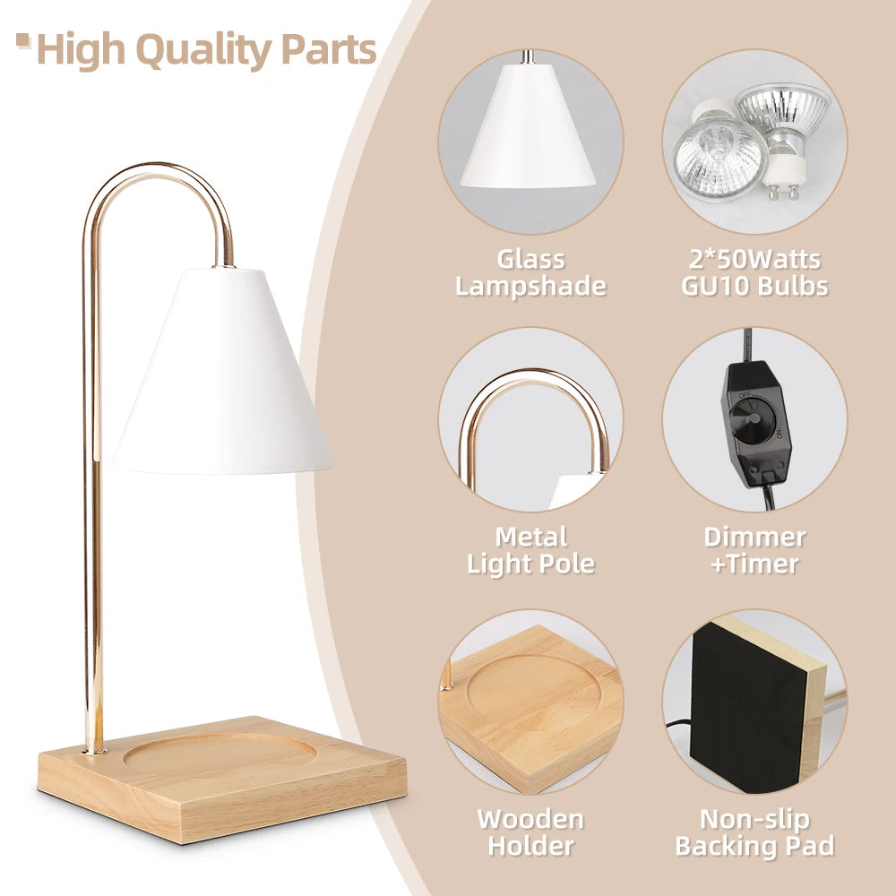Dimmable Gold Glass Bedside Lamp
