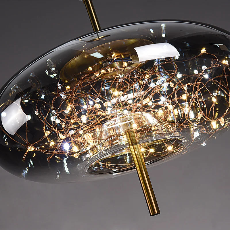 Full of Star Luxury Long Line Pendant Light - Glass Stone LED