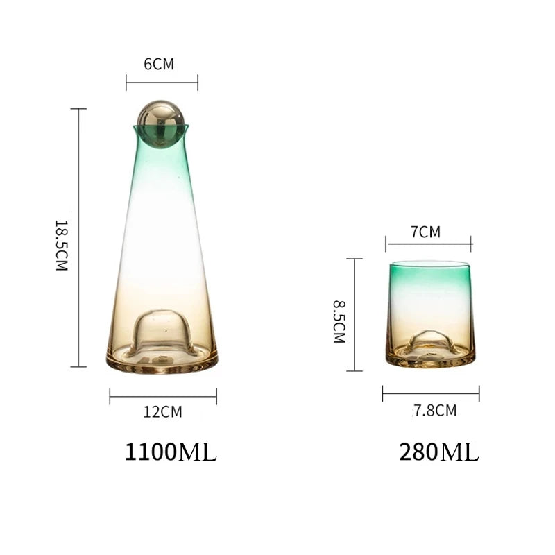 5-Piece Gradient Glass Pitcher & Tea Cup Set