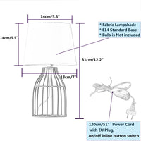 40W Stylish Table Lamp - White Metal Fabric Shade