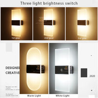 Mini 3W/6W LED Acrylic Wall Lamp - Dimmable Touch Control