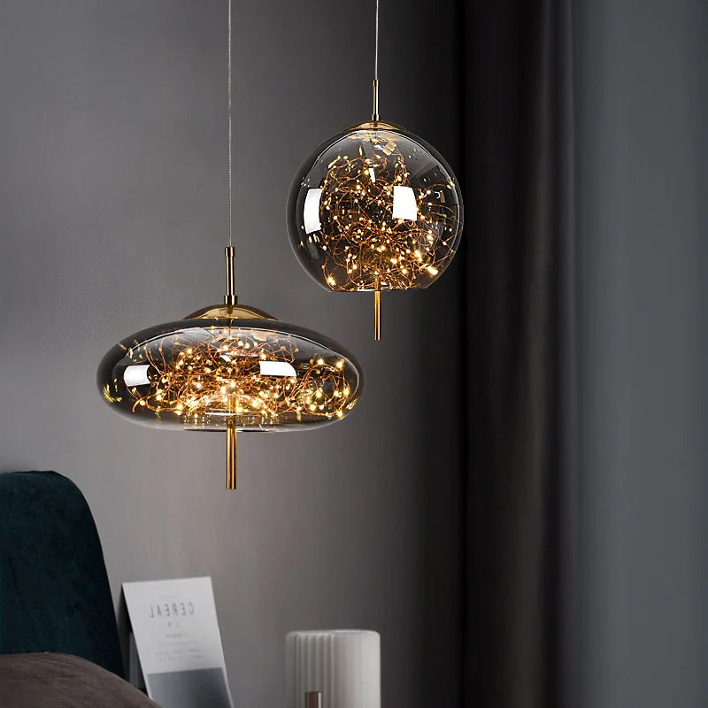 Full of Star Luxury Long Line Pendant Light - Glass Stone LED