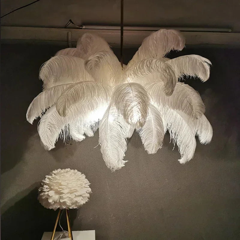 Handwoven Feather Pendant Chandelier