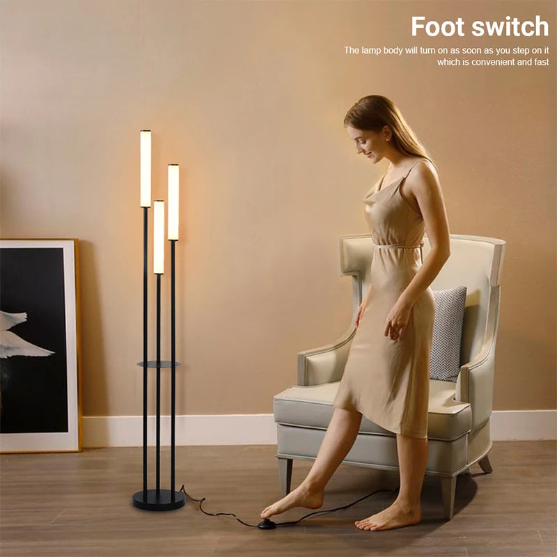 Modern LED Shelf Floor Lamp - Dimmable Reading Light with Remote Control