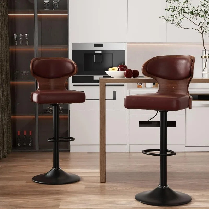 Modern Wrought Iron Bar Stool - Industrial Leather Upholstered Counter Stool