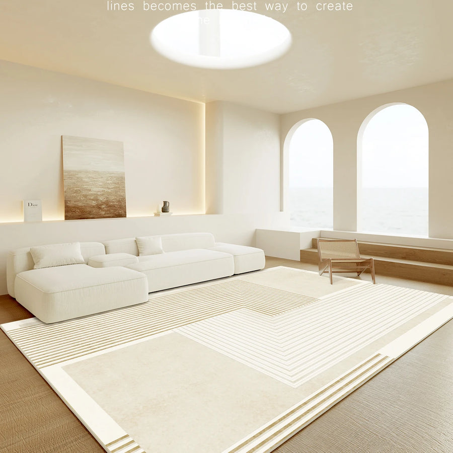 Japanese Minimalist Carpet - Geometric Polyester Design